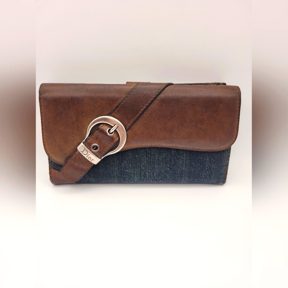 Christian Dior Vintage Denim Long Wallet